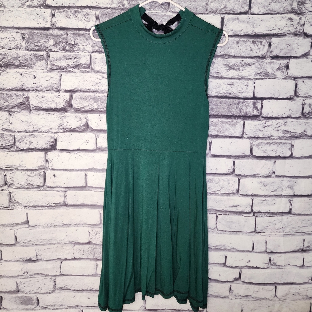 Killstar 'Mossbone' Dark Green Sleeveless Open Back Dress - S